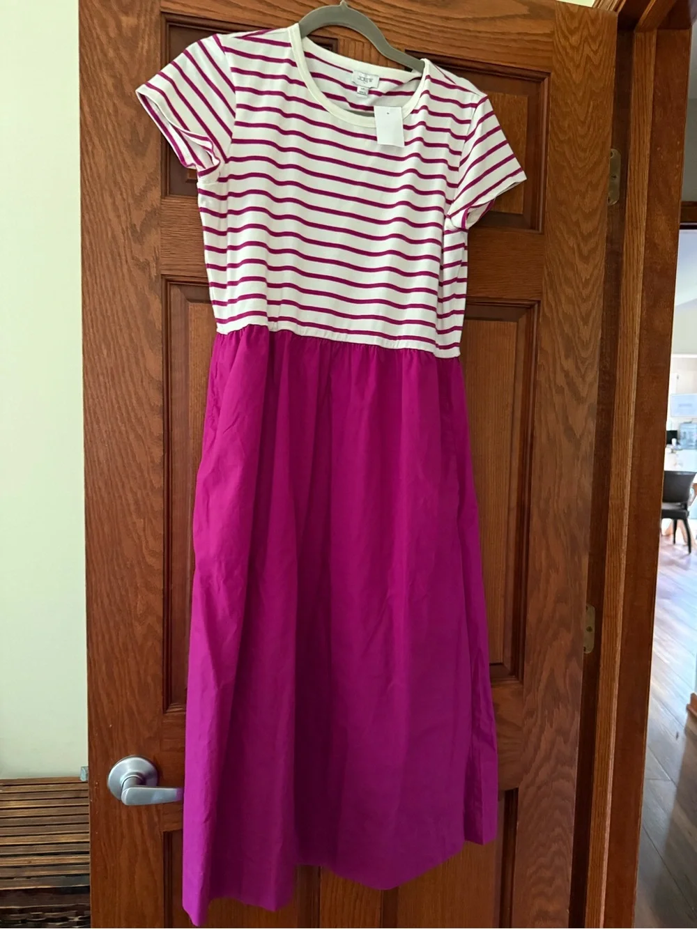 Striped Tee & Fuchsia Midi Skirt Dress - Brand: J Crew